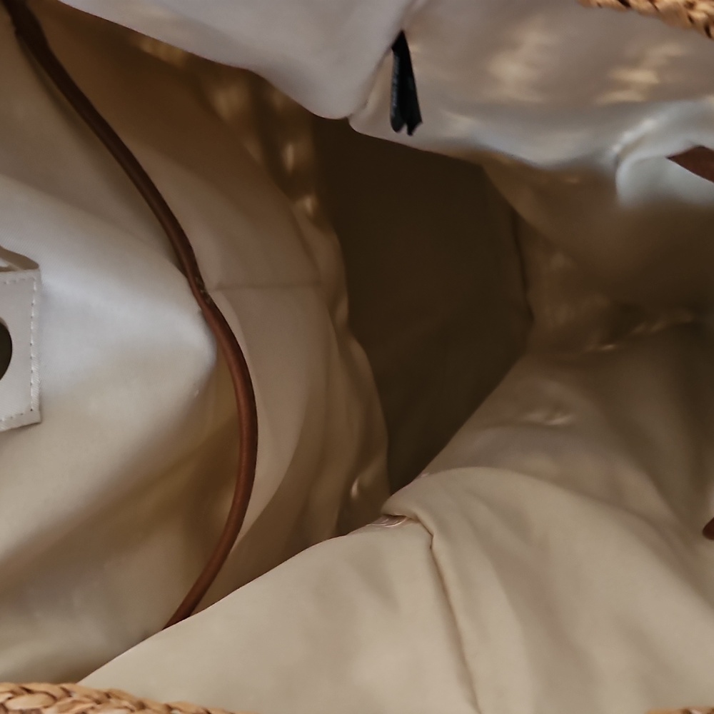 Nordstrom Raffia Tote Bag - Cream and Brown - Picture 6 of 6